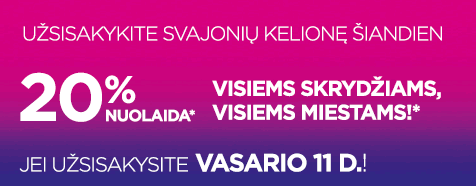 Wizzair bilietai 20 proc. pigiau!
