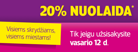 Tik šiandien Wizzair bilietams 20 proc. nuolaida! 