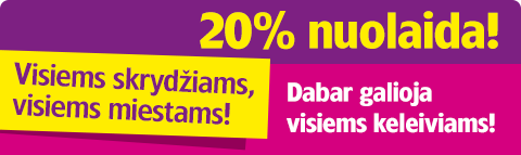 Wizzair: visiems skrydžiams, visiems miestams 20 proc. nuolaida