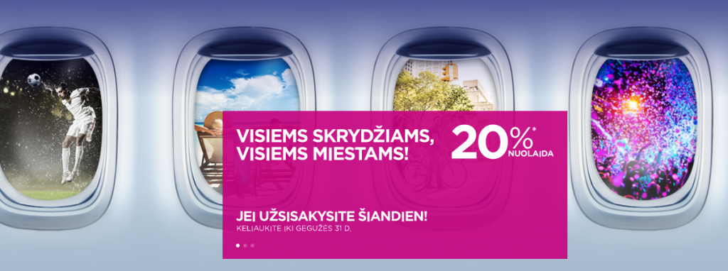 Wizzair bilietai 20 proc. pigesni! 